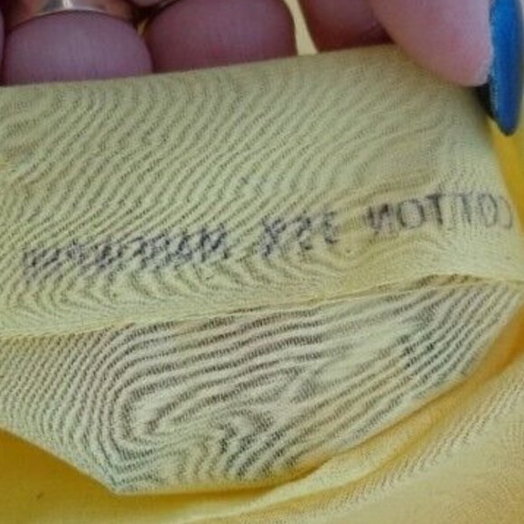 NOS Vtg 1970's Yellow Embroidered High Collar Blouse Pima Cotton Daisies - Picture 12 of 12